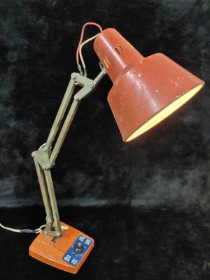 【老時光小舖】早期橘色-關節式桌檯燈-(有小夜燈功能，特殊、古錐)
