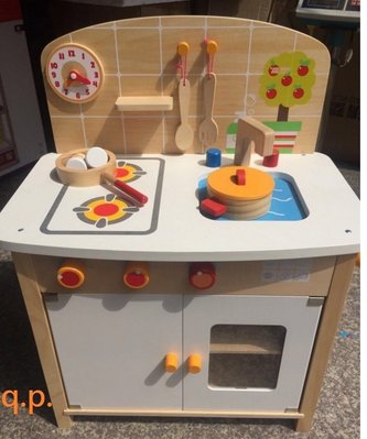 DIY組裝櫥櫃 收納櫃 木製玩具 扮家家酒 廚師角色扮演 小孩兒童遊戲 時鐘 廚房瓦斯灶爐檯 木質鍋具組 餐廚烹飪禮物