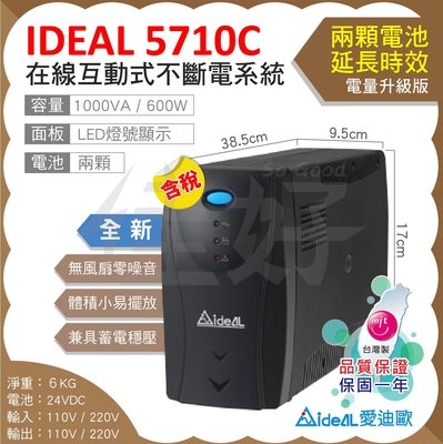佳好不斷電-ideal-5710C、在線互動式UPS、台灣製適用個人電腦、交換機、網路設備、NAS、停電斷電穩壓保護設備