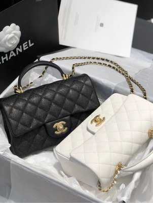 【COCO 精品專賣】Chanel AS2431 mini flap bag 金屬質感粒紋小牛皮與銀色調金屬 銀/黑