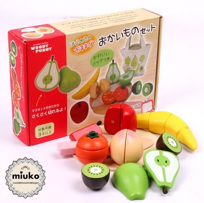 miuko BABY款日本嬰幼兒兒童男女寶寶男童女童 木製 水果 磁碟 切切樂 家家酒 玩具