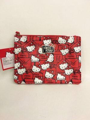 ^燕子部屋 ^凱蒂貓 Hello Kitty扁平化妝包-紅色