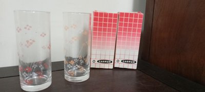 (日式生活用品)昭和風花卉紋玻璃水杯一對(A734)