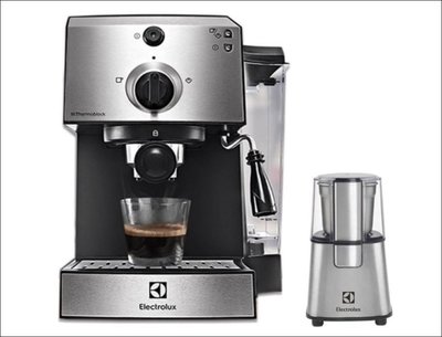 【歐風家電館】伊萊克斯 15 Bar半自動義式咖啡機 E9EC1-100S+磨豆機