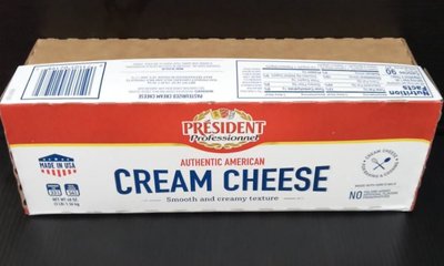 美國原裝進口~【法國總統牌】Cream Cheese鮮奶油乳酪1.36kg裝/塊$340~