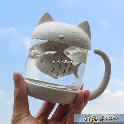 貓爪杯 貓爪杯卡通過濾杯 可愛貓咪玻璃杯ins風男簡約水杯超萌女泡茶杯子-促銷