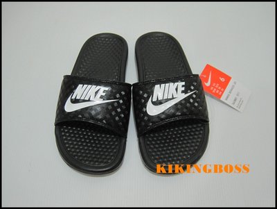 【喬治城】NIKE WMNS BENASSI 運動拖鞋 菱格 輕量 黑色 343881-011