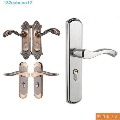CUBANO門把手 歐式風格復古鑰匙鎖套裝 簡單帶3pcs鑰匙防盜鋁合金內部車門旋鈕廚房
