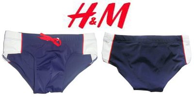 A-PO小舖 H&M 三角泳褲 深藍白紅色 Ｓ號 國外進口 全新品 特價 790