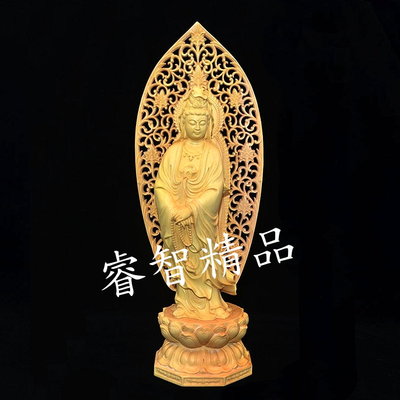 佛藝館 南無觀世音菩薩 觀音菩薩 法像莊嚴 木雕擺件 黃楊木（GA-2788）
