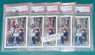 (616) 1992-93 PSA 8 ( 5 張新人卡 ) Shaquille O'Neal Topps RC