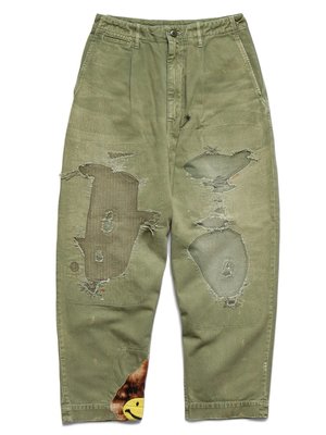TSU日本代購 KAPITAL 葛城 粉紅 卡其 綠 工作褲 牛仔褲（伐木工人破壞） 微笑 笑臉
