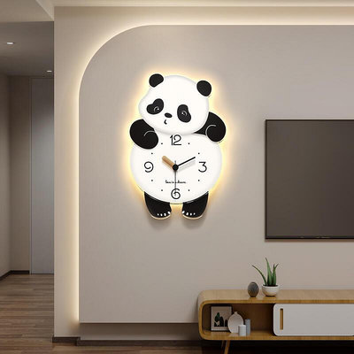 現貨：美世達熊掛鐘客廳2023新款鐘錶簡約家用時鐘掛牆創意壁燈