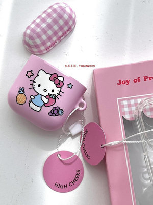 安居生活-韓國進口霧面聯名款卡通少女粉色貓咪適用于airpods1/2蘋果耳機保護套airpods pro2/3保護殼滿
