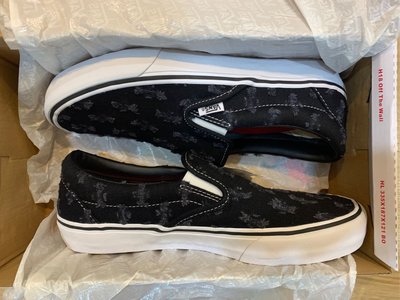 全新正品 現貨 2020 supreme x vans slip on pro denim 聯名 低筒 懶人鞋 黑色 牛仔布 US9.5 日本公司貨