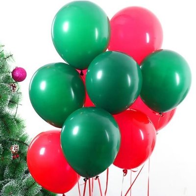 聖誕節 布置氣球 加厚 乳膠氣球 (12吋/10入)圓型氣球 空飄 氣球 聖誕節氣球 紅綠耶誕【M440009】塔克玩具