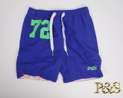 [PS]全新正品 Superdry 極度乾燥 沙灘褲 泳褲 短褲 數字 賽車藍/亮綠 72