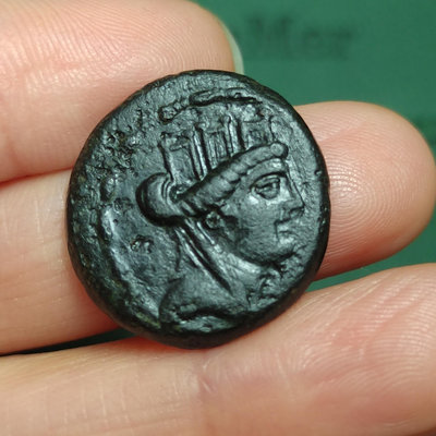 古希臘銅幣古幣 財富女神提喀幸運女神 19.3mm