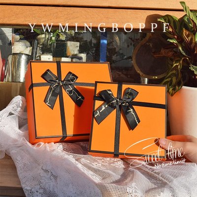 橙色蝴蝶結伴手禮禮盒批發生日禮物盒 母親節伴手禮盒包裝禮品盒/此款滿200元出貨