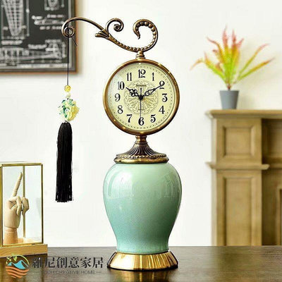 【鄰家Life】陶瓷座鐘客廳擺件中式家用桌面擺鐘表臺式臥室時鐘靜音歐式石英鐘