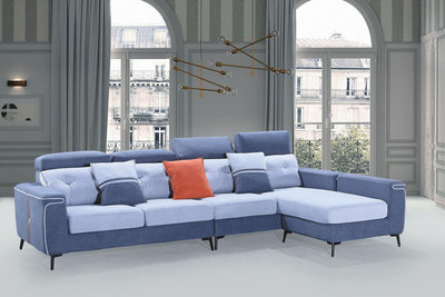 ☆[新荷傢俱]E 1104 (300公分) 頭枕可調式L型沙發 貴妃型L沙發 功能型沙發 布沙發