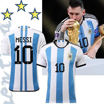 2022世界盃三顆星梅西阿根廷冠軍國家隊足球服上衣男球衣