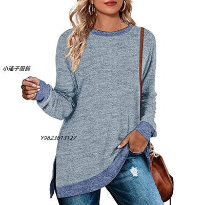 newNew long-sleeved round collar color matching split jacket