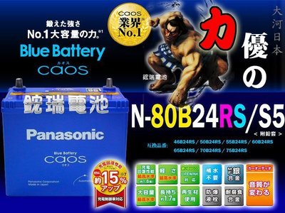 【鋐瑞汽車電池】日本原裝 國際牌 銀合金 80B24RS Panasonic 豐田 WISH 充電制御 VIOS