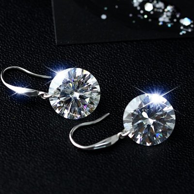 【極簡時尚】純銀單顆鋯石耳環簡約大氣長款單鑽耳墜耳環