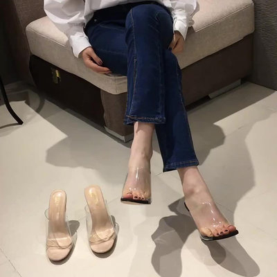 速賣通 Lazada Women Sandals 外貿歐美性感透明水晶坡跟涼拖鞋女