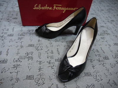 義大利製 Salvatore Ferragamo 真皮魚口高跟鞋 USA 5.5 D EUR 35 JPN 22.5 CM