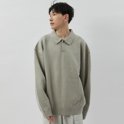 FOG Essentials Knit L/S Polo 男款 女款 灰綠色 長袖 上衣 192BT222183F