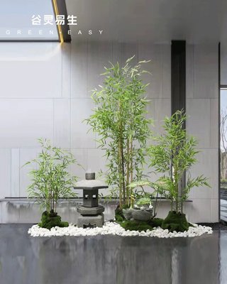 【熱賣精選】中式仿真竹子盆栽擺件落地造景室內仿真綠植軟裝屏風隔斷景觀裝飾
