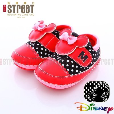【街頭巷口 Street】Disney 迪士尼 米妮 兒童節特價 可愛點點風 魔鬼氈寶寶學步鞋 KRM453246R紅色