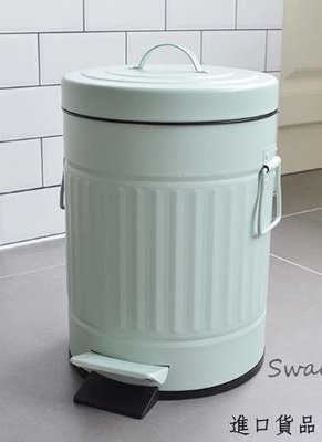 現貨歐式 啞光薄荷綠腳踏式垃圾桶 L 復古造型綠色垃圾桶居家廚房腳踏垃圾筒廚餘桶回收桶可開發票