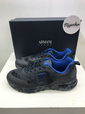 Armani jeans 黑藍迷彩配色 Logo 休閒鞋 運動鞋 全新正品 男裝 男鞋 歐洲精品