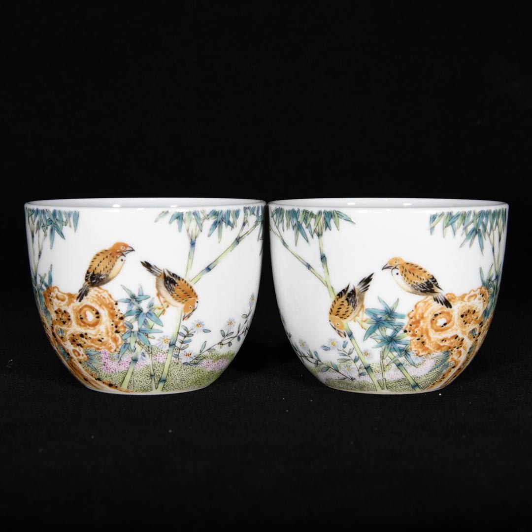 清雍正琺瑯彩花鳥紋杯，5.5×7 cm，180067粉彩瓷器古瓷| Yahoo 