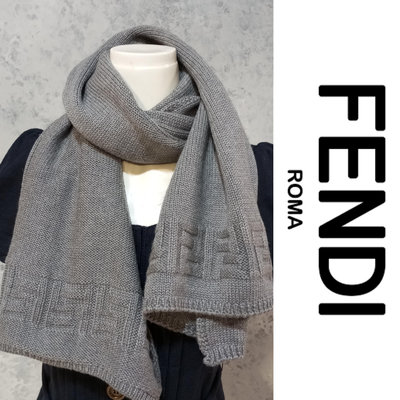 【皮老闆二店】 二手真品 FENDI 圍巾 精品圍巾 保暖圍巾 配件圍巾 柔軟圍巾 100%羊毛 義大利製 狀況不錯 黃729