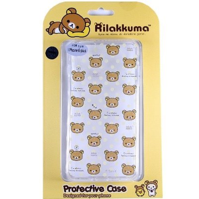 Rilakkuma 拉拉熊/懶懶熊 Apple iPhone 6 Plus (5.5吋) 彩繪透明保護軟套-繽紛大頭熊