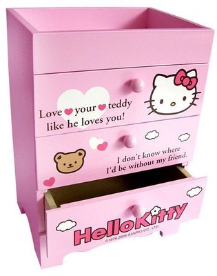 正版授權 三麗鷗 HELLO KITTY 凱蒂貓 桌上三層收納盒 置物盒 抽屜盒 三抽盒 收納盒 桌上盒