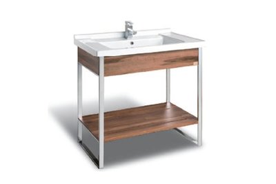 《E&amp;J網》Corins 柯林斯 MOL-80 80公分長方型 摩登落地柚木 陶瓷面盆 浴櫃組 詢問另有優惠