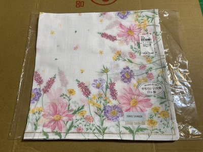 《24H必回覆》JUNKO SHIMADA 女用 手帕（白底花朵圖案）日本製 100%綿 中西（株）