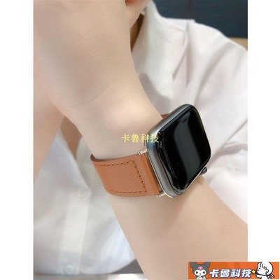 【熱賣精選】新款Apple Watch 6/SE/5/4/3/2/1代錶帶 撞色真皮錶帶 蘋果手錶帶 運動錶帶42/40
