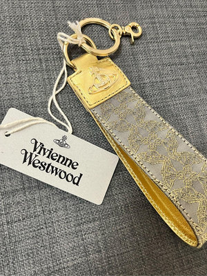 Vivienne Westwood Re-Jacquard Orborama鑰匙圈/吊飾/手機吊繩/金加灰咖色