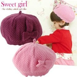 【直購價】Sweet girl可愛蝴蝶結造型童帽編織帽(P9280)