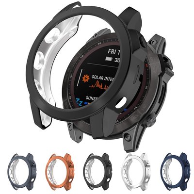 適用於 Garmin fenix 7 7X 7S 藍寶石太陽能電鍍 TPU 外殼軟保護套保險槓手錶框架防震保護殼