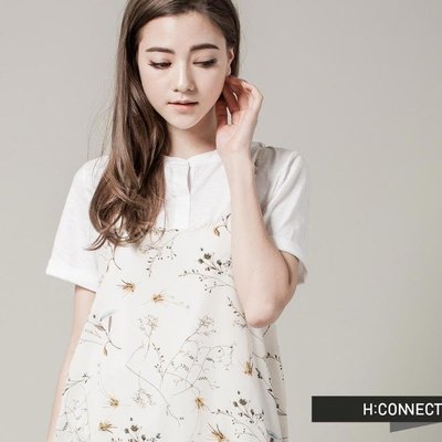 H:CONNECT 韓國品牌 - 竹節棉開襟短袖上衣 竹節棉質上衣 棉T T恤 開襟上衣
