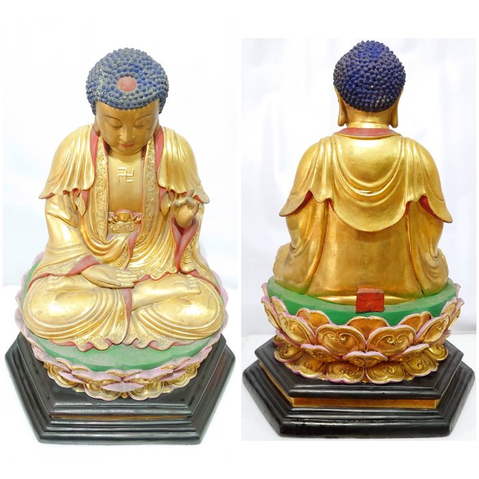 中国古董，古銅釋迦牟尼坐像，高11.5cm，重1100克，仏教美術 - 金属工芸