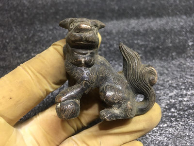 日本銅器擺件 老獅子 老包漿 老銅