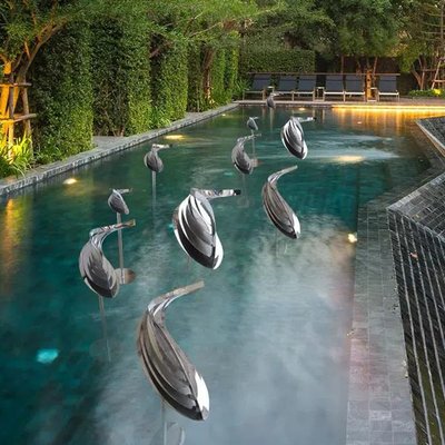戶外不銹鋼魚雕塑水池庭院金屬魚群擺件抽象動物景觀美陳小品定制滿減 促銷 夏季